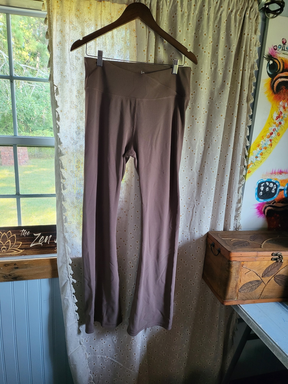 In Good State Gray Ribbed Flare Yoga Pants XL High Rise Stretch